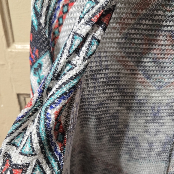 Cato Dolman Sleeve Tribal Patterned Boho Knit Open Cardigan - Picture 5 of 7